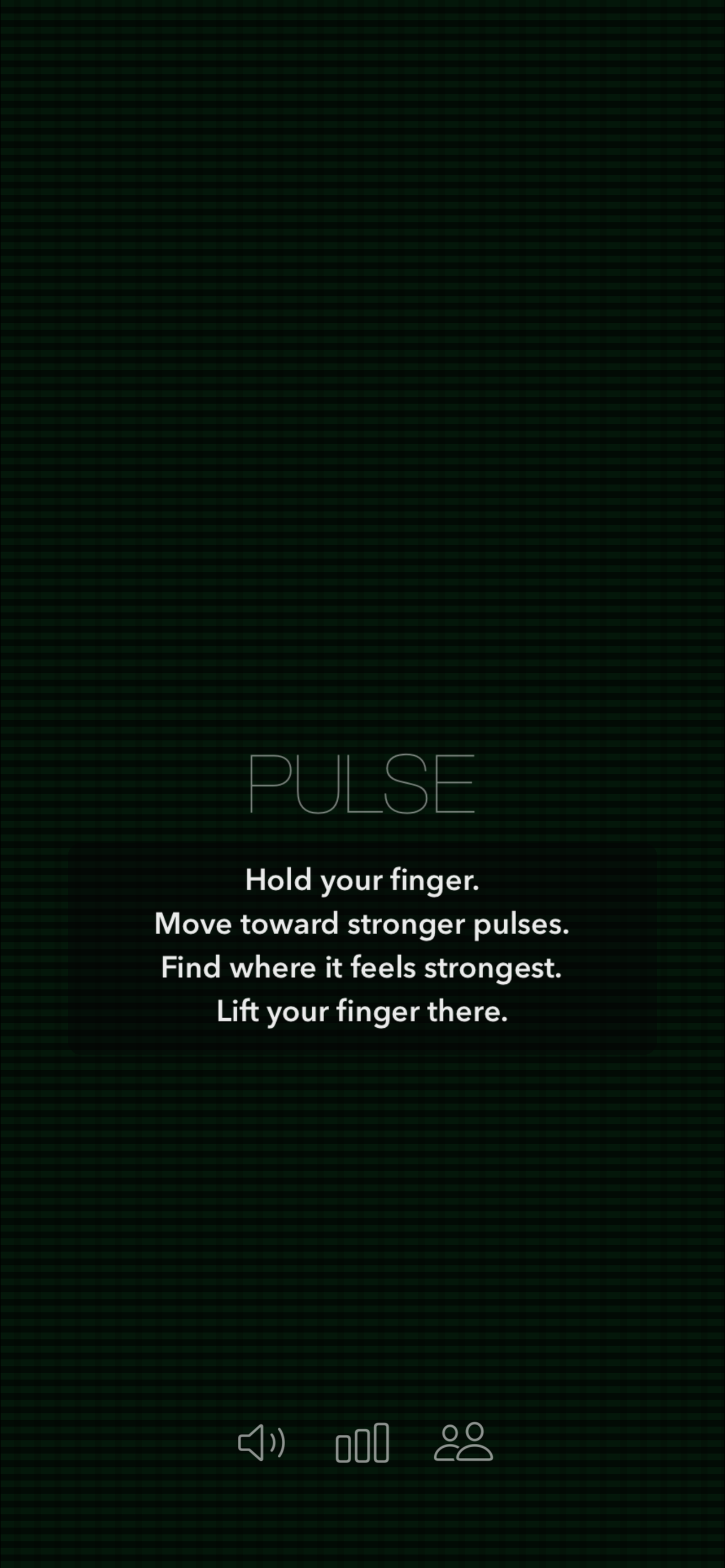 PULSE onboarding screen with four short touch instructions